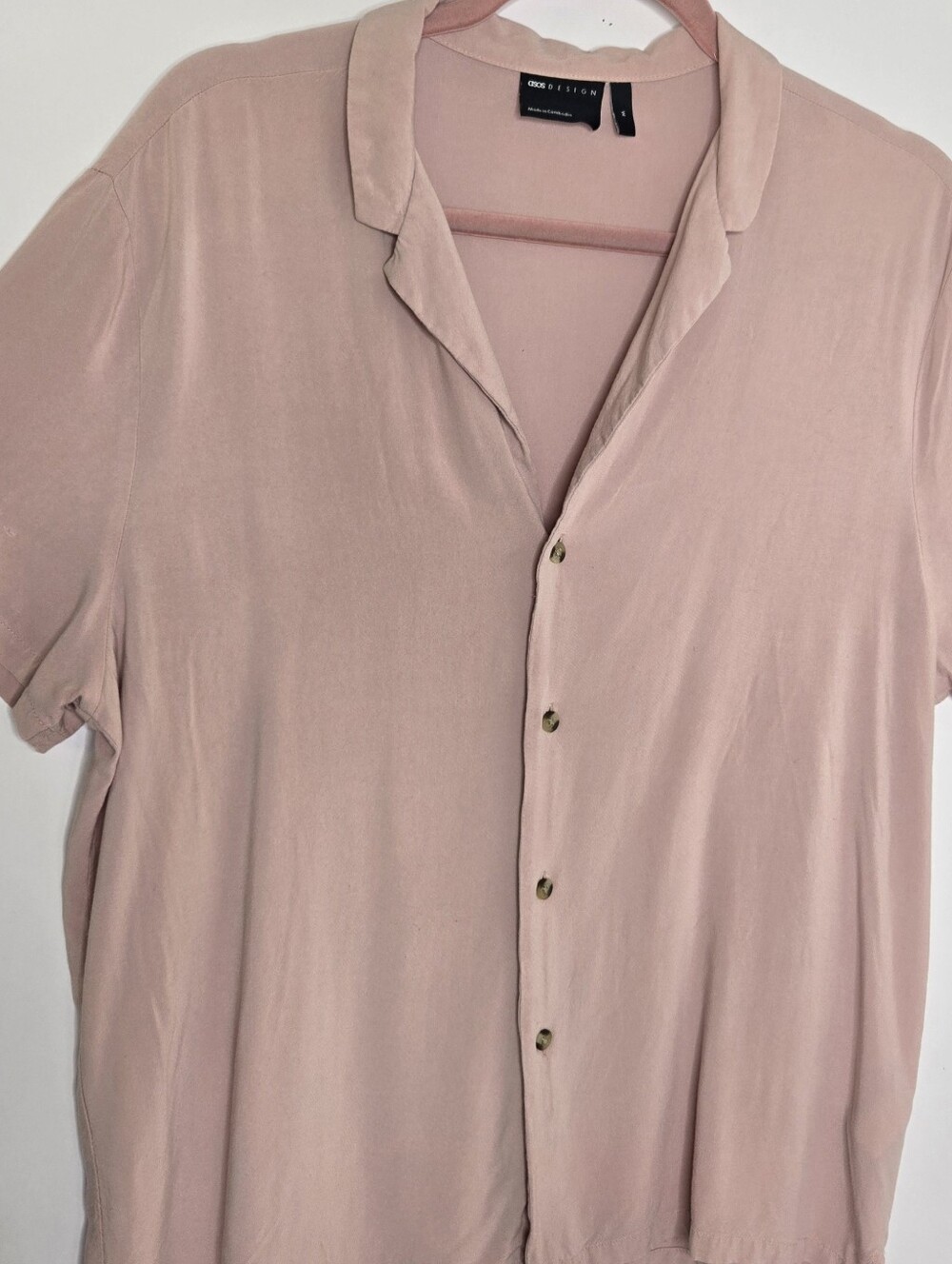 ASOS Men's Short Sleeve Button-Down Shirt - Light Pink. Super Sexy